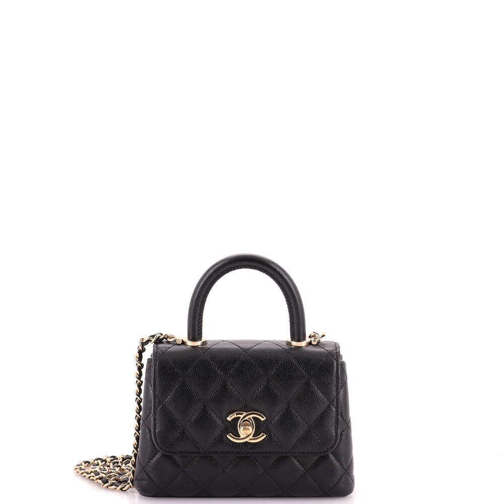 Chanel Extra Mini Coco Top Handle Bag Quilted Caviar